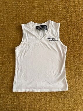 Harley-Davidson White Women's Racerback Tank Top with Script Logo